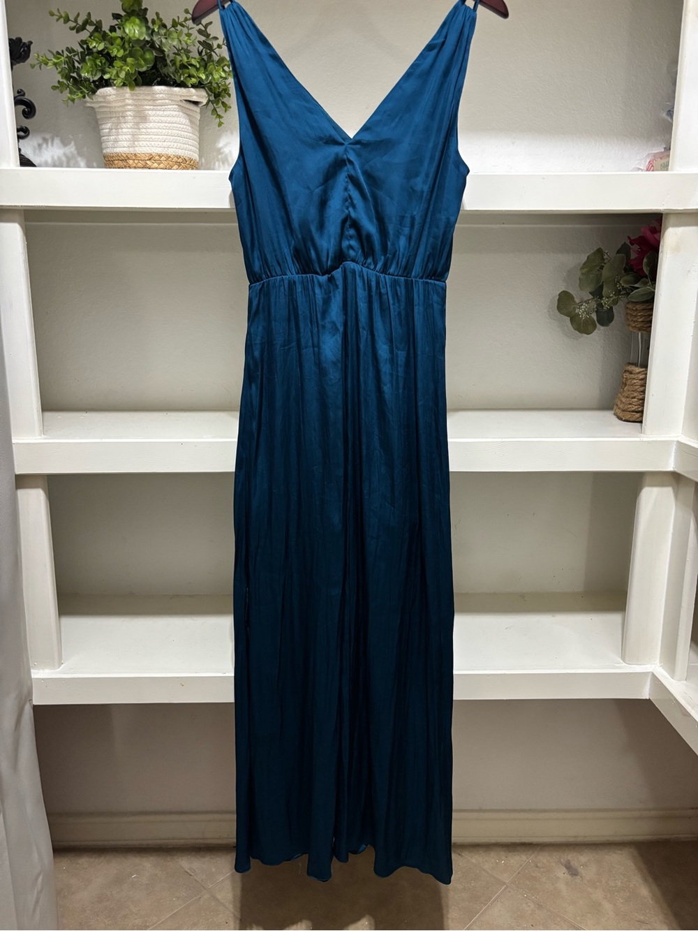 H&M Deep Teal V-Neck Sleeveless Maxi Dress